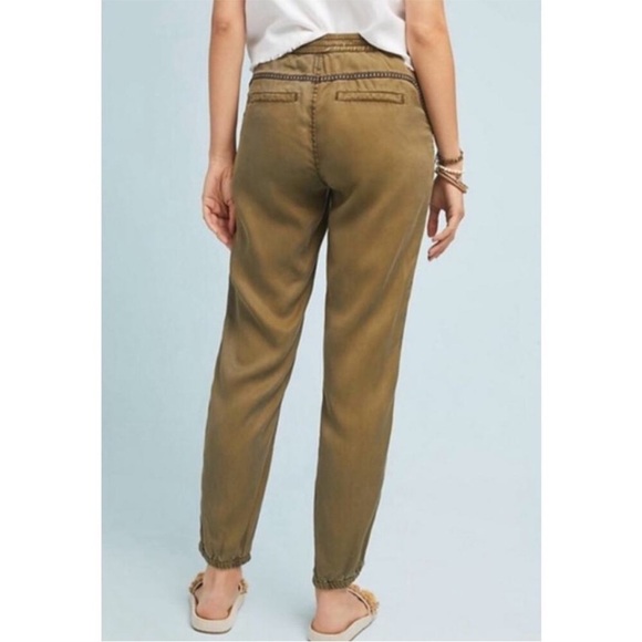 Anthropologie Khaki Joggers with Side Embroidery M - Picture 11 of 11